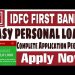IDFC Bank Personal Loan | Complete Application Process | Minimum Documents Minimum Cibil | Apply Now