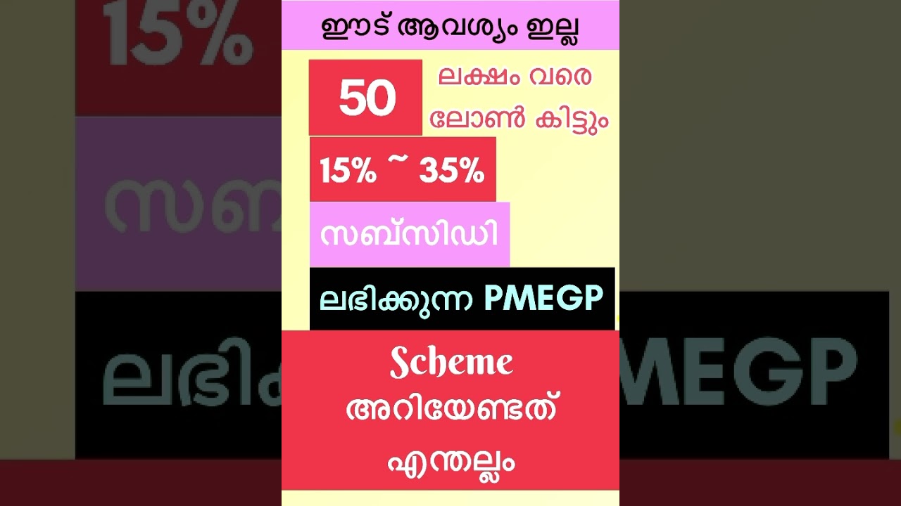 PMEGP Scheme Details in Malayalam # 15% to 35% Subsidy #vtech